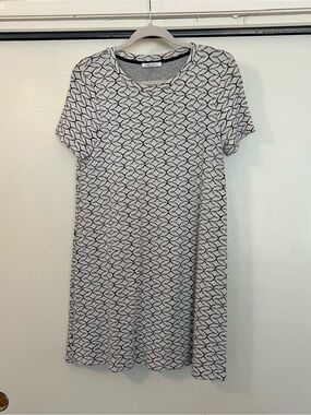 Zara Black Geometric Print Short Sleeve Dress on White